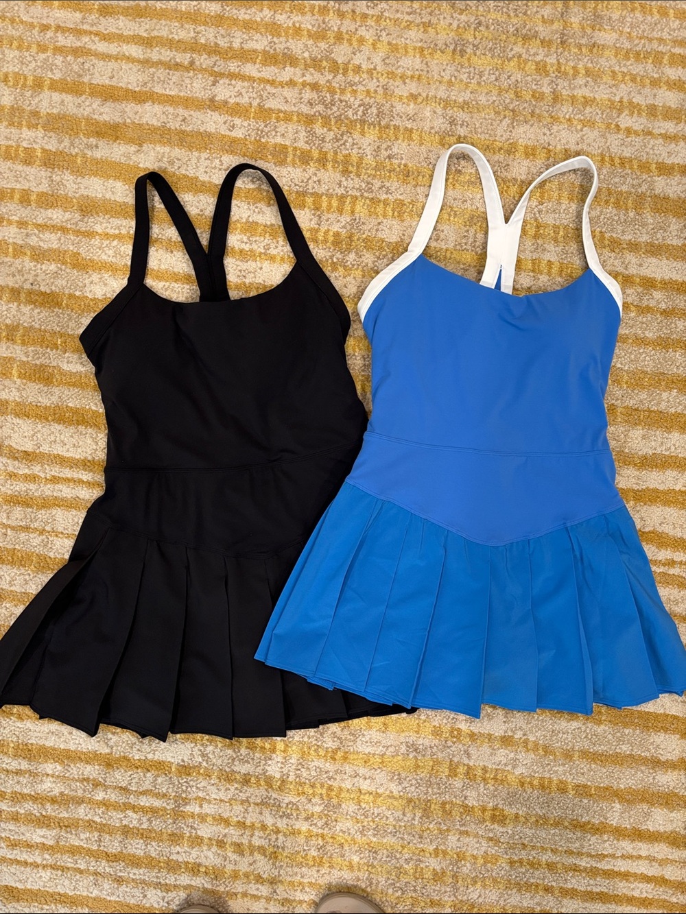 Set of 2 JoyLab Black and Blue Pleated Racerback Active Dresses Size Medium